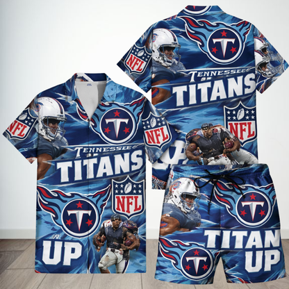 [SPECIAL OFFER] NEW CUSTOMIZED NFL31 TST TENNESSEE TITANS UNISEX HAWAIIAN SHIRT & SHORTS SET