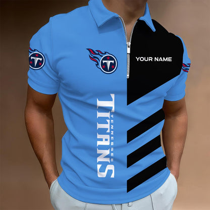 [SPECIAL OFFER] NEW CUSTOMIZED NFL31 TST TENNESSEE TITANS ZIP POLO SHIRT