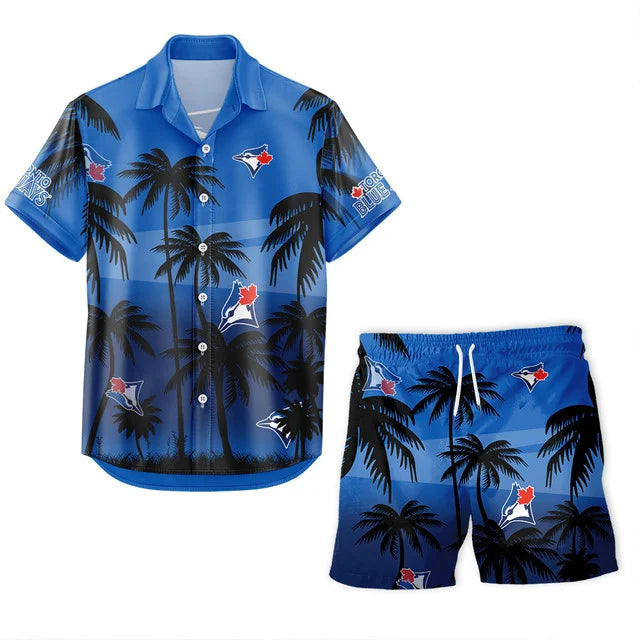 [FLASH SALE] NEW CUSTOMIZED MLB12 TBJ TORONTO BLUE JAYS UNISEX HAWAIIAN SHIRT & SHORTS SET