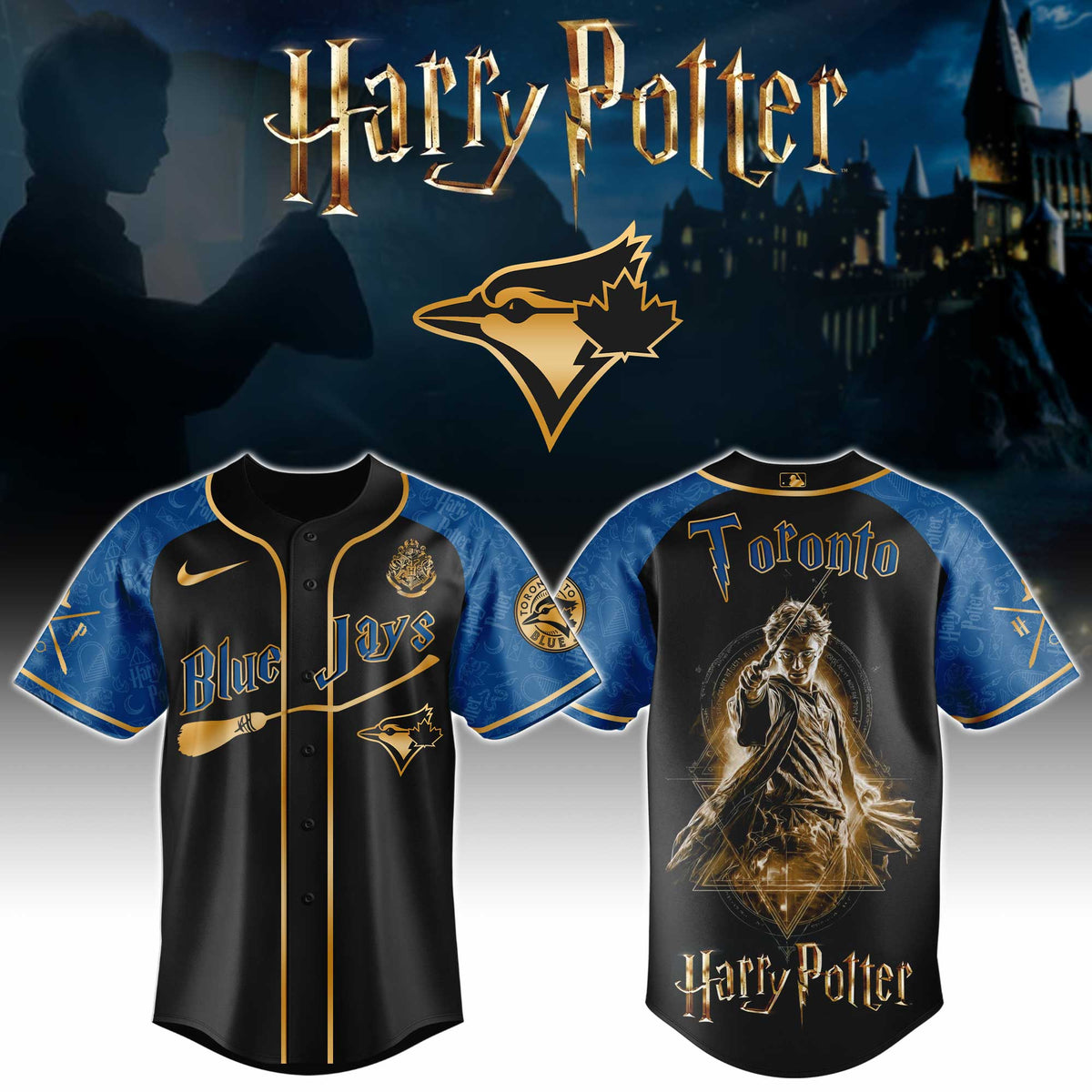 [FLASH SALE] NEW CUSTOMIZED MLB12 TBJ TORONTO BLUE JAYS x HARRY POTTER BASEBALL JERSEY & CAP