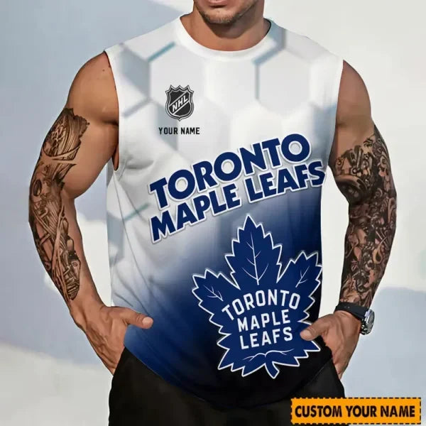 [SUPER SALE] NEW CUSTOMIZED NHL23 TML TORONTO MAPLE LEAFS TANK TOP & GYM SHIRT