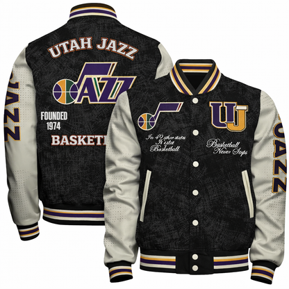 [HOT DEAL] NEW CUSTOMIZED NBA29 UJZ UTAH JAZZ BASEBALL JACKET, SATIN VARSITY JACKET