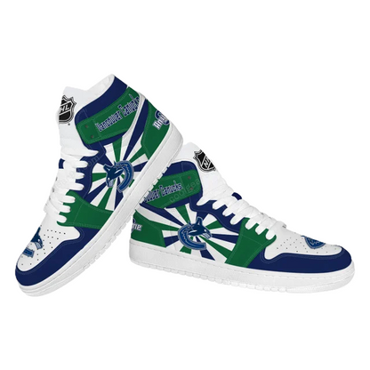 [SUPER SALE] NEW CUSTOMIZED NHL19 VC CANUCKS AIR JORDAN SNEAKERS