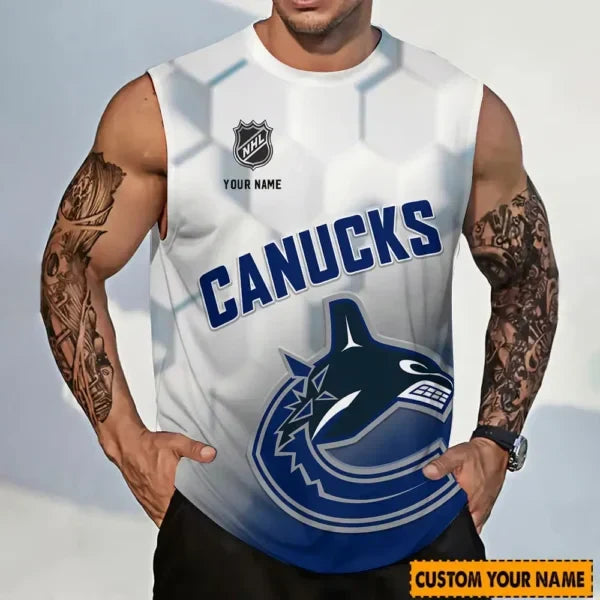 [SUPER SALE] NEW CUSTOMIZED NHL19 VCC VANCOUVER CANUCKS TANK TOP & GYM SHIRT