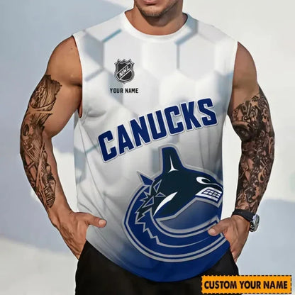 [SUPER SALE] NEW CUSTOMIZED NHL19 VCC VANCOUVER CANUCKS TANK TOP & GYM SHIRT