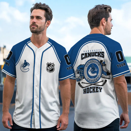 LIMITED EDITION - NEW CUSTOMIZED NHL19 VANCOUVER CANUCKS BASEBALL JERSEY