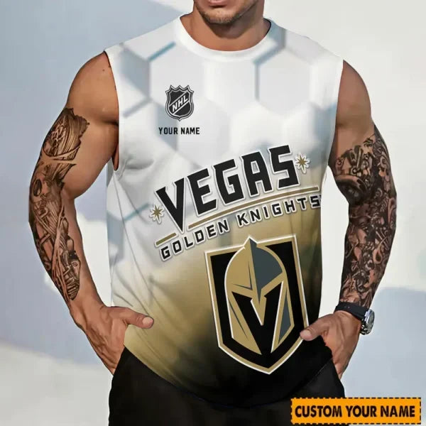 [SUPER SALE] NEW CUSTOMIZED NHL04 VGK VEGAS GOLDEN KNIGHTS TANK TOP & GYM SHIRT