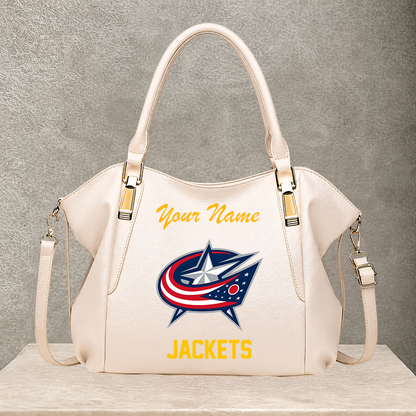 [SUPER SALE] NEW CUSTOMIZED NHL18 CBJ COLUMBUS BLUE JACKETS SHOULDER HANDBAG