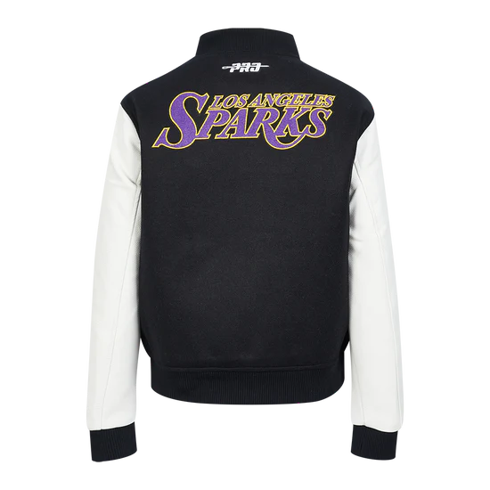 LIMITED EDITION - NEW CUSTOMIZED WNBA08 LAS LA SPARKS BASEBALL JACKET, SATIN VARSITY JACKET 02