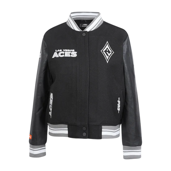 LIMITED EDITION - NEW CUSTOMIZED WNBA07 LVA LV ACES BASEBALL JACKET, SATIN VARSITY JACKET 02