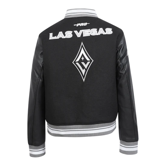 LIMITED EDITION - NEW CUSTOMIZED WNBA07 LVA LV ACES BASEBALL JACKET, SATIN VARSITY JACKET 02