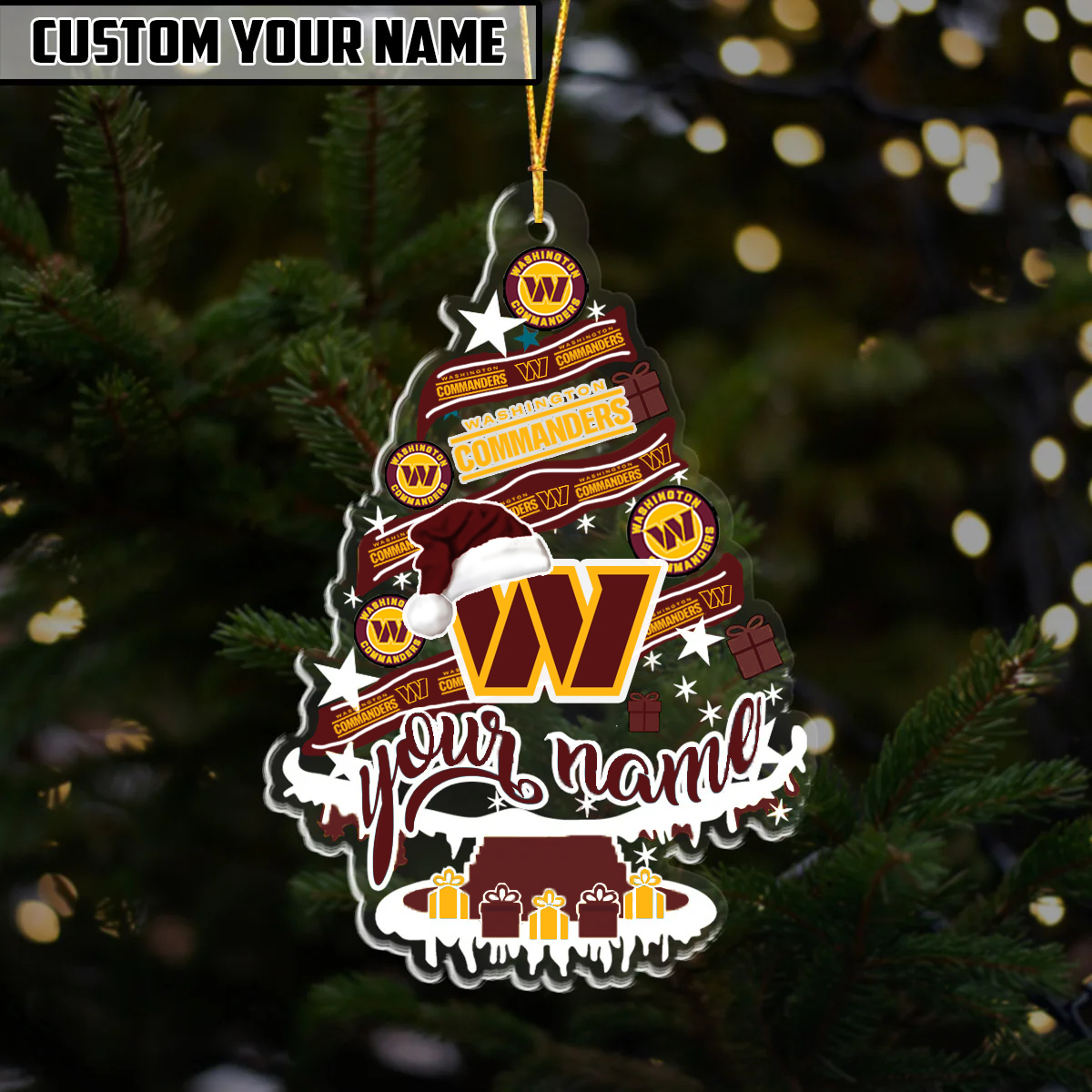 [SPECIAL OFFER] NEW CUSTOMIZED NFL12 WTC WASHINGTON COMMANDERS CHRISTMAS ACRYLIC ORNAMENT