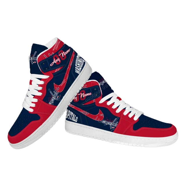 [SUPER SALE] NEW CUSTOMIZED NHL10 WS CAPITALS AIR JORDAN SNEAKERS