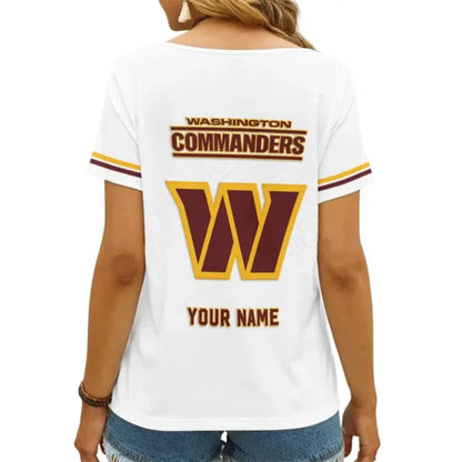 [SPECIAL OFFER] NEW CUSTOMIZED NFL12 WTC WASHINGTON COMMANDERS V-NECK FEMALE SHIRT