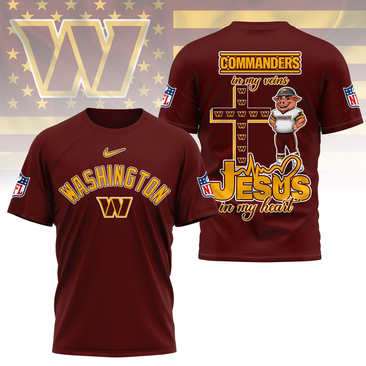 [SPECIAL OFFER] NEW CUSTOMIZED NFL12 WTC WASHINGTON COMMANDERS T-SHIRT | MULTIPLE COLORS AVAILABLE