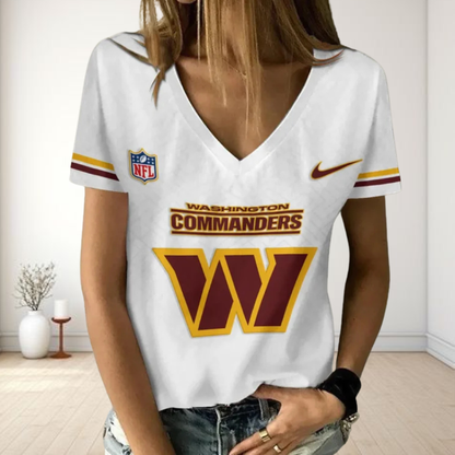 [SPECIAL OFFER] NEW CUSTOMIZED NFL12 WTC WASHINGTON COMMANDERS V-NECK FEMALE SHIRT