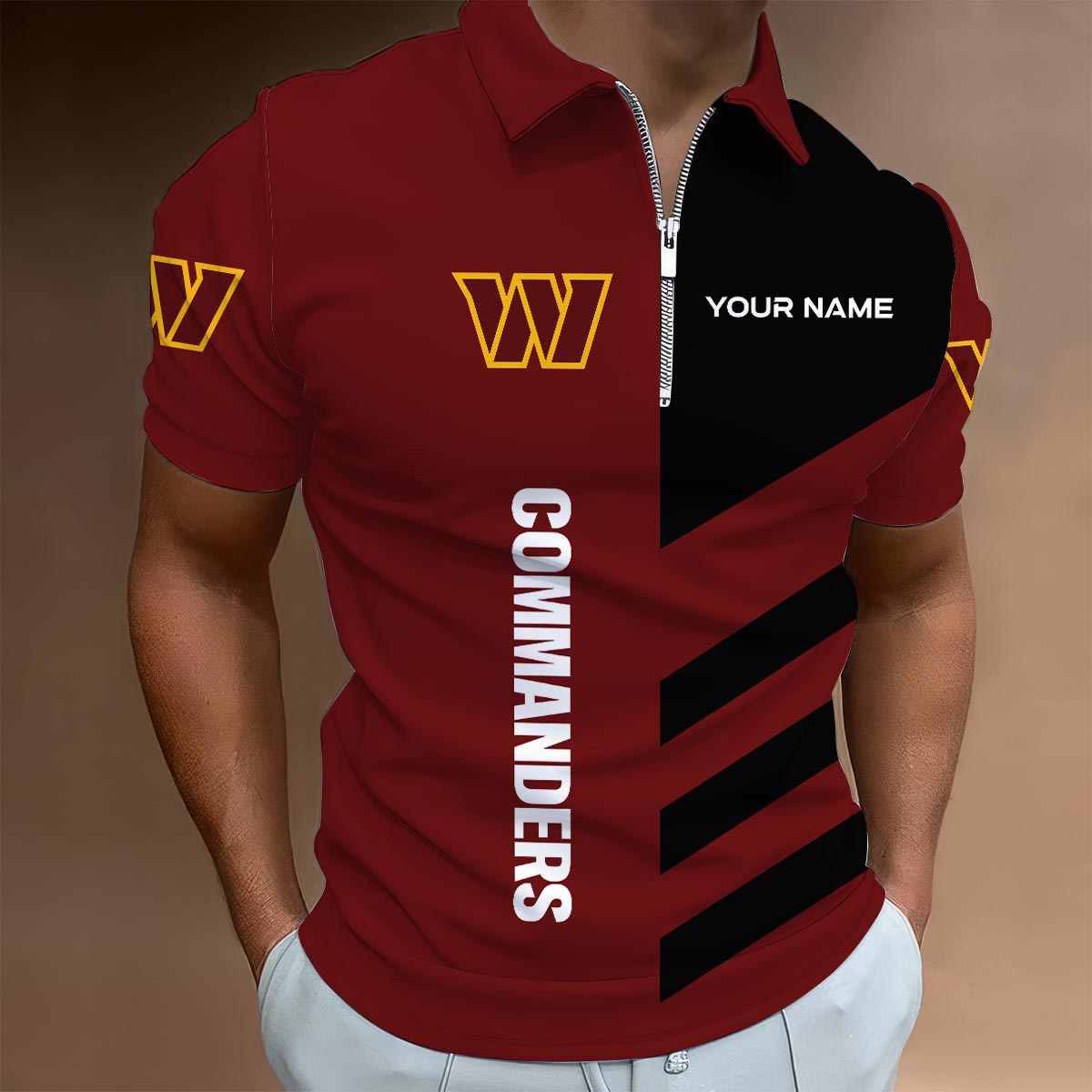 [SPECIAL OFFER] NEW CUSTOMIZED NFL12 WTC WASHINGTON COMMANDERS ZIP POLO SHIRT