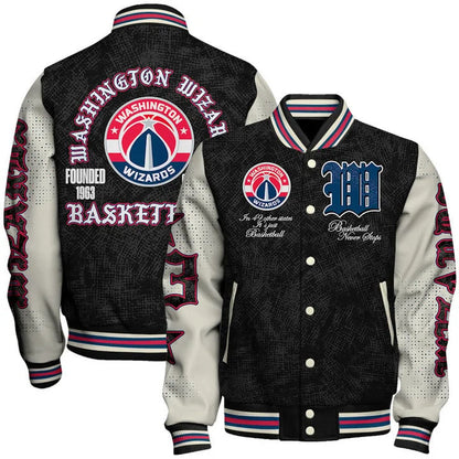 [HOT DEAL] NEW CUSTOMIZED NBA28 WWI WASHINGTON WIZARDS BASEBALL JACKET, SATIN VARSITY JACKET