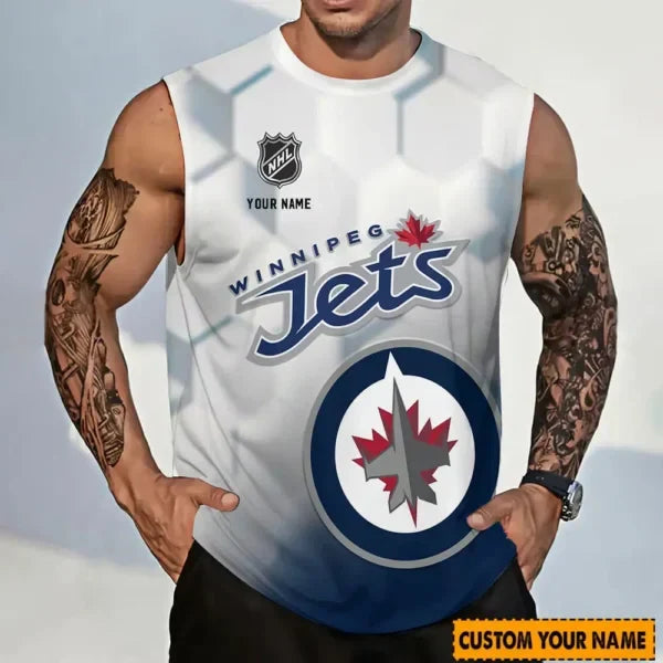 [SUPER SALE] NEW CUSTOMIZED NHL21 WPJ WINNIPEG JETS TANK TOP & GYM SHIRT