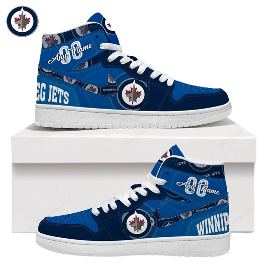 [SUPER SALE] NEW CUSTOMIZED NHL21 WN JETS AIR JORDAN SNEAKERS
