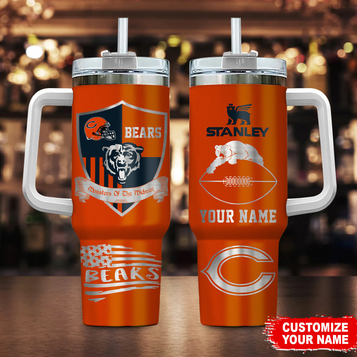 [SPECIAL OFFER] NEW CUSTOMIZED NFL26 CCB CHICAGO BEARS 40 OZ TUMBLER