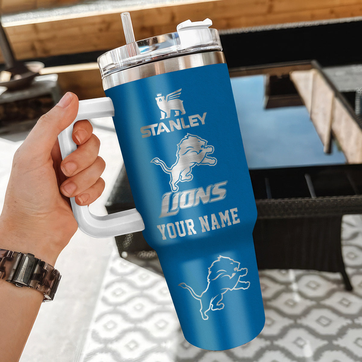[SPECIAL OFFER] NEW CUSTOMIZED NFL04 DTL DETROIT LIONS 40 OZ TUMBLER
