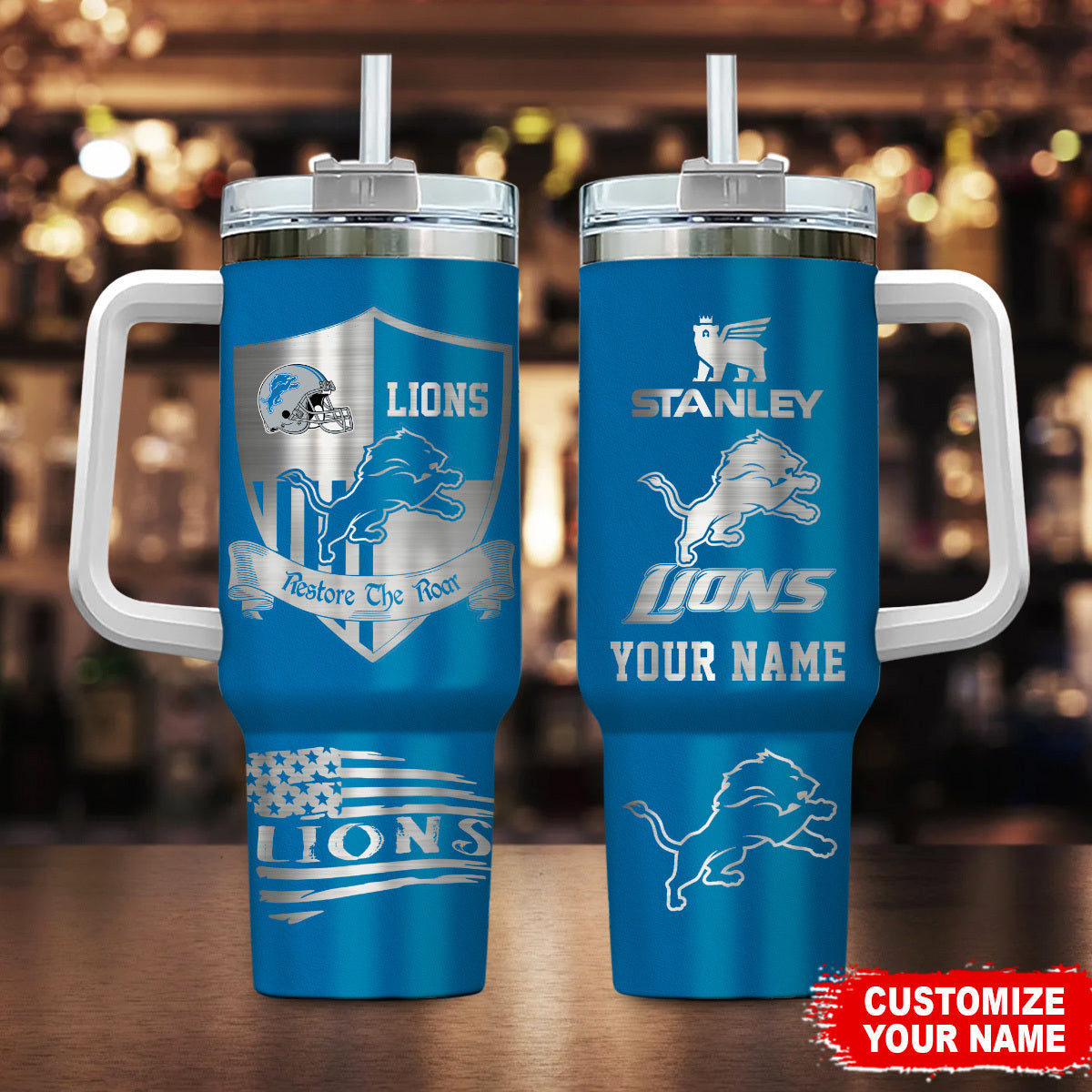 [SPECIAL OFFER] NEW CUSTOMIZED NFL04 DTL DETROIT LIONS 40 OZ TUMBLER