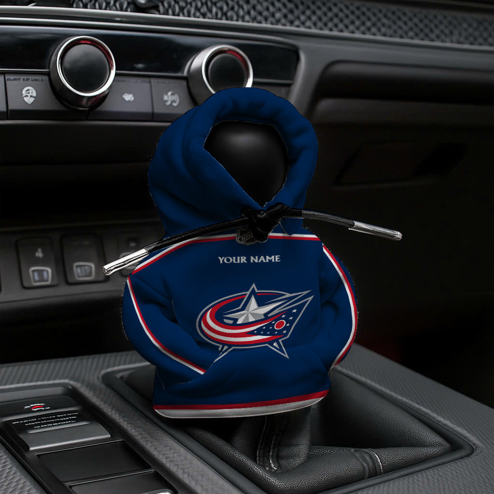 [SUPER SALE] NEW CUSTOMIZED NHL18 CBJ COLUMBUS BLUE JACKETS AUTOMOTIVE HOODIE SHIFT KNOB COVER