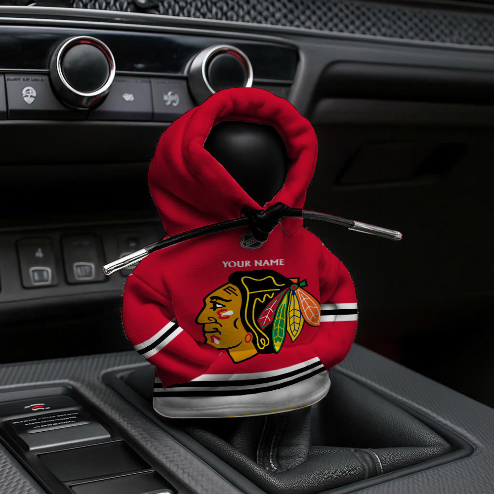 [SUPER SALE] NEW CUSTOMIZED NHL08 CBH CHICAGO BLACKHAWKS AUTOMOTIVE HOODIE SHIFT KNOB COVER