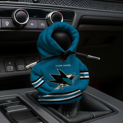 [SUPER SALE] NEW CUSTOMIZED NHL32 SJS SAN JOSE SHARKS AUTOMOTIVE HOODIE SHIFT KNOB COVER