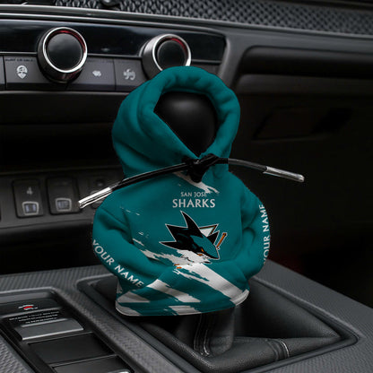 [SUPER SALE] NEW CUSTOMIZED NHL32 SJS SAN JOSE SHARKS AUTOMOTIVE HOODIE SHIFT KNOB COVER