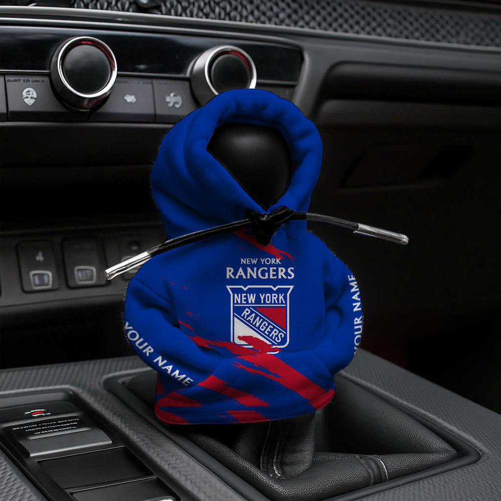 [SUPER SALE] NEW CUSTOMIZED NHL24 NYR NEW YORK RANGERS AUTOMOTIVE HOODIE SHIFT KNOB COVER