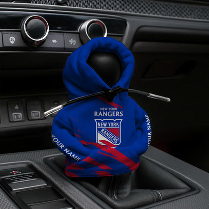 [SUPER SALE] NEW CUSTOMIZED NHL24 NYR NEW YORK RANGERS AUTOMOTIVE HOODIE SHIFT KNOB COVER