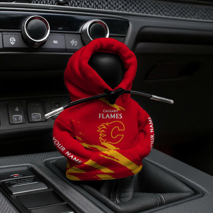 [SUPER SALE] NEW CUSTOMIZED NHL17 CGF CALGARY FLAMES AUTOMOTIVE HOODIE SHIFT KNOB COVER