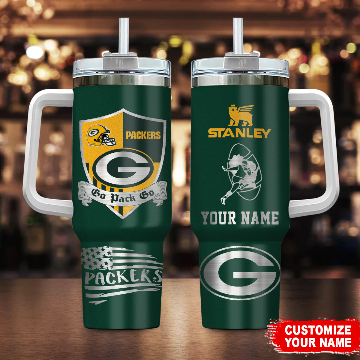 [SPECIAL OFFER] NEW CUSTOMIZED NFL08 GBP GREEN BAY PACKERS 40 OZ TUMBLER