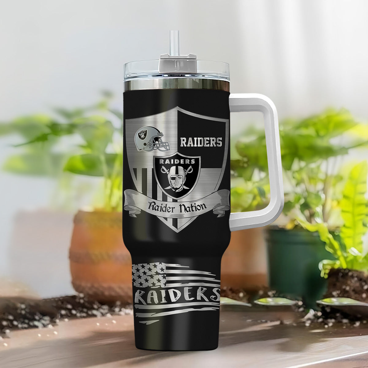 [SPECIAL OFFER] NEW CUSTOMIZED NFL07 LVR LAS VEGAS RAIDERS 40 OZ TUMBLER