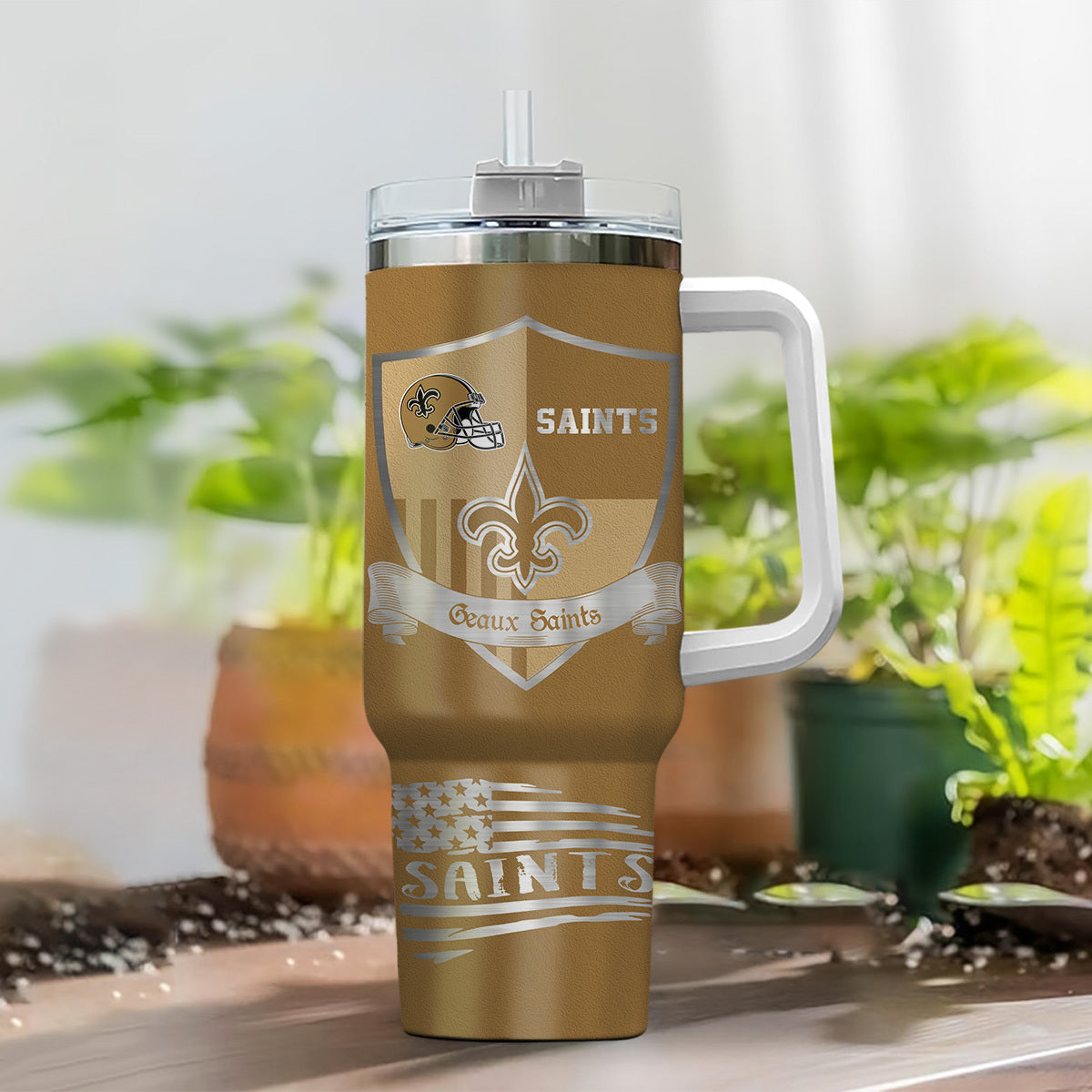 [SPECIAL OFFER] NEW CUSTOMIZED NFL24 NOS NEW ORLEANS SAINTS 40 OZ TUMBLER