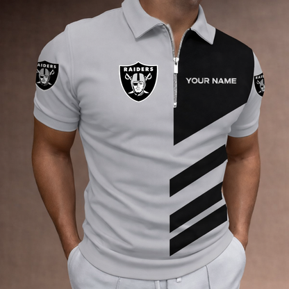[SPECIAL OFFER] NEW CUSTOMIZED NFL07 LVR LAS VEGAS RAIDERS ZIP POLO SHIRT