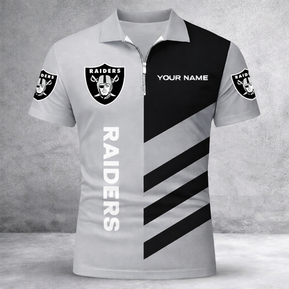 [SPECIAL OFFER] NEW CUSTOMIZED NFL07 LVR LAS VEGAS RAIDERS ZIP POLO SHIRT