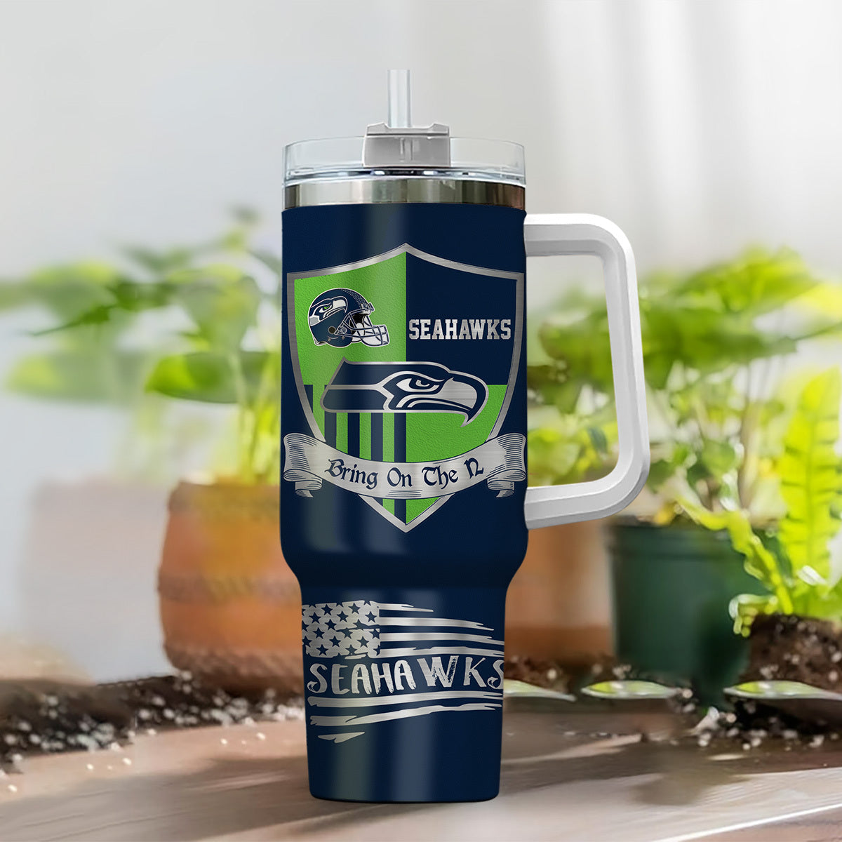 [SPECIAL OFFER] NEW CUSTOMIZED NFL06 SSH SEATTLE SEAHAWKS 40 OZ TUMBLER