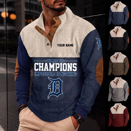 [FLASH SALE] NEW CUSTOMIZED MLB16 DTS DETROIT TIGERS BUTTON SWEATSHIRTS STAND COLLAR