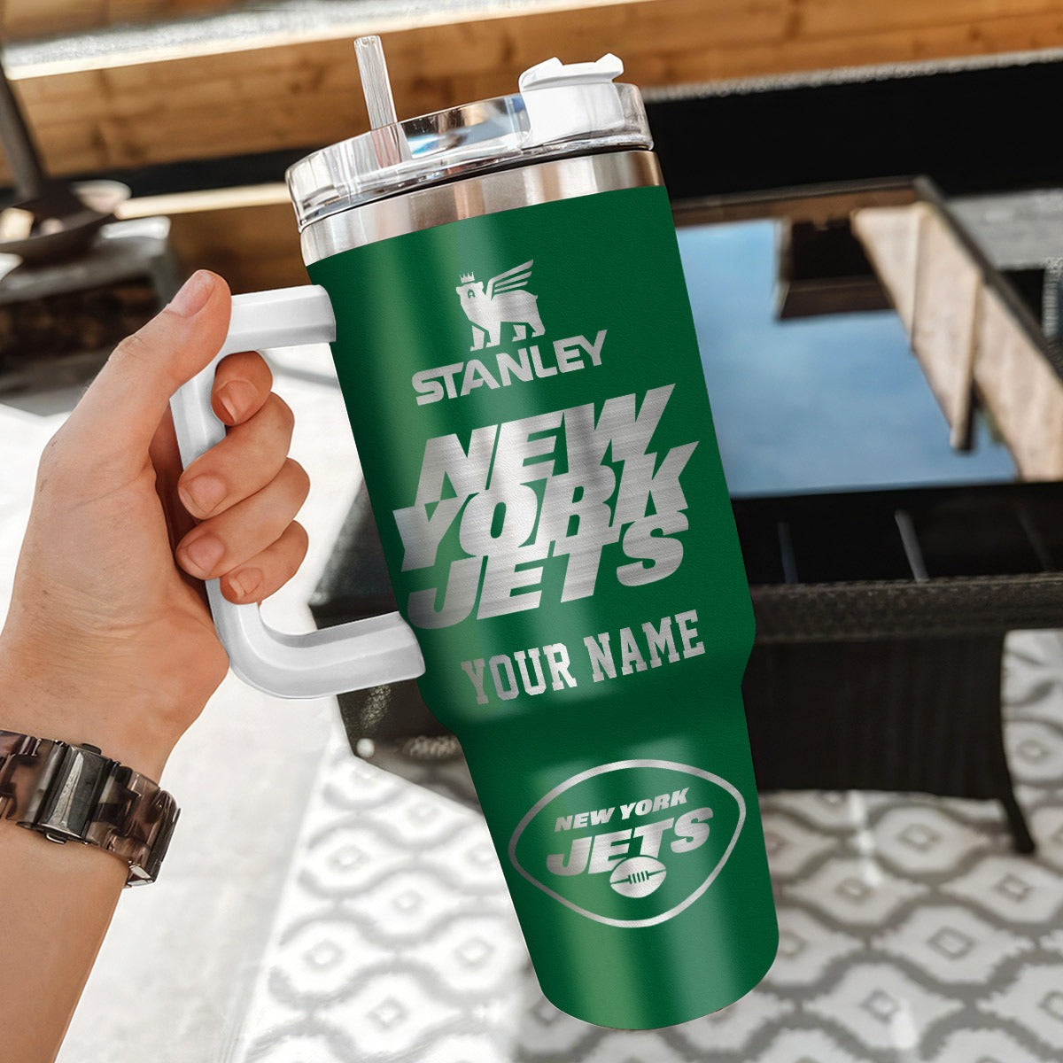 [SPECIAL OFFER] NEW CUSTOMIZED NFL25 NYJ NEW YORK JETS 40 OZ TUMBLER